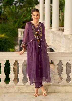 PRM India Swara Pure Cruise Organza Embroidered Suit Set with Handwork Sleeves  Heavy Muslin Inner Wholesale kurtis catalogs