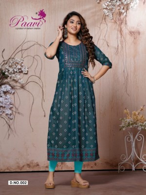 Paavi present kavya modal print embroidered kurti catalogue at low rate paavi