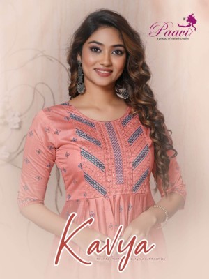 Paavi present kavya modal print embroidered kurti catalogue at low rate kurtis catalogs