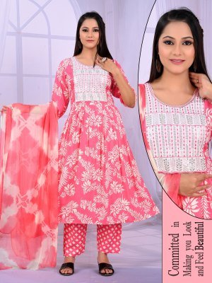 Padmavati Karishma Vol 1  Rayon ODP Print Suit Set with Gala Work And Naznine Saboori Dupatta Wholesale kurtis catalogs