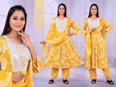 Padmavati Karishma Vol 1  Rayon ODP Print Suit Set with Gala Work And Naznine Saboori Dupatta Wholesale kurtis catalogs