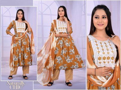 Padmavati Karishma Vol 1  Rayon ODP Print Suit Set with Gala Work And Naznine Saboori Dupatta Wholesale kurtis catalogs