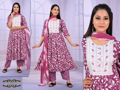 Padmavati Karishma Vol 1  Rayon ODP Print Suit Set with Gala Work And Naznine Saboori Dupatta Wholesale kurtis catalogs