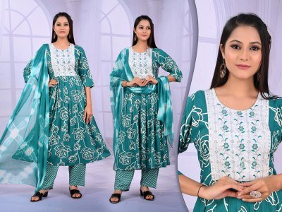 Padmavati Karishma Vol 1  Rayon ODP Print Suit Set with Gala Work And Naznine Saboori Dupatta Wholesale kurtis catalogs