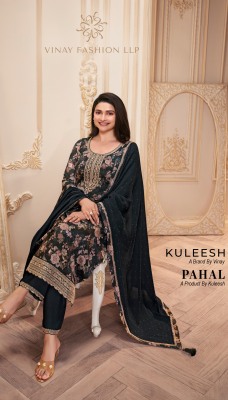 Pahal by Kuleesh Digital printed Unstitched chinon dress material catalogue at affordable rate Kuleesh