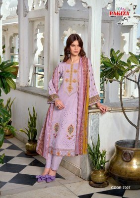 Pakiza Prints Dilkash Vol 7 Lawn Cotton Embroidered Suit Material And Dupatta Work Wholesale wholesale catalogs