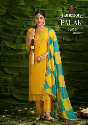 Palak by Rangoon fancy khatli hand work fancy kurti pant and dupatta catalogue at amaviexpo wholesale catalogs