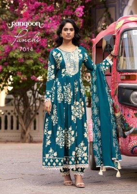 Panchi by Rangoon Pure Cotton Printed Mirror Khatli work readymade suit catalogue at low rate readymade suit catalogs