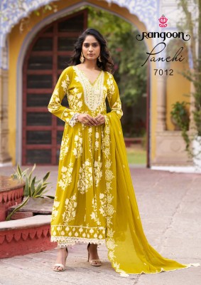 Panchi by Rangoon Pure Cotton Printed Mirror Khatli work readymade suit catalogue at low rate readymade suit catalogs
