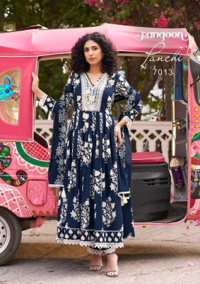 Panchi by Rangoon Pure Cotton Printed Mirror Khatli work readymade suit catalogue at low rate readymade suit catalogs
