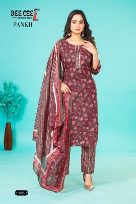 Pankh by deecee straight cotton cambric tie pattern readymade suit catalogue at low rate   readymade suit catalogs