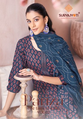 Pariza vol 2 by Suryajyoti cotton printed neck embroidered readymade suit catalogue at affordable rate wholesale catalogs