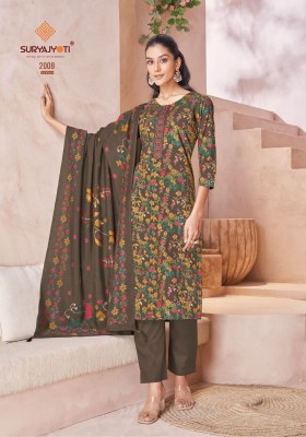 Pariza vol 2 by Suryajyoti cotton printed neck embroidered readymade suit catalogue at affordable rate readymade suit catalogs