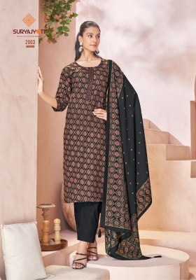 Pariza vol 2 by Suryajyoti cotton printed neck embroidered readymade suit catalogue at affordable rate readymade suit catalogs