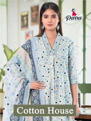 Parra Studio by Cotton House exclusive foil printed kurti pant and dupatta catalogue at low rate Parra studio