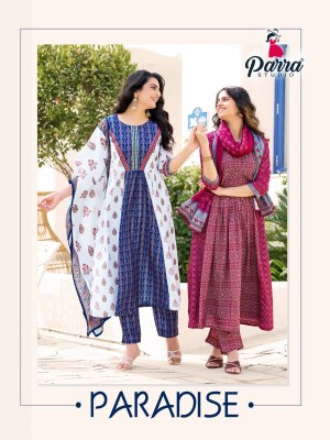 Parra Studio by paradise exclusive designer muaslin digital printed kurti pant with dupatta catalogue at wholesale price Parra studio