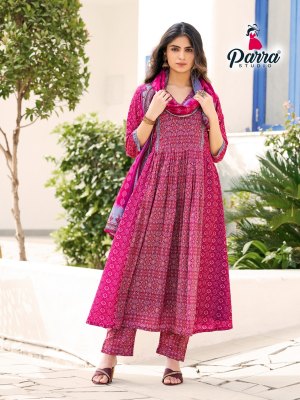 Parra Studio by paradise exclusive designer muaslin digital printed kurti pant with dupatta catalogue at wholesale price readymade suit catalogs