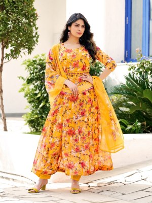 Parra Studio by sangam soft digital printed organza anarkali kurti pant and dupatta at affordable rate kurtis catalogs