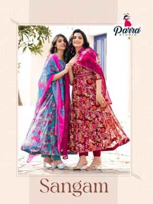 Parra Studio by sangam soft digital printed organza anarkali kurti pant and dupatta at affordable rate kurtis catalogs