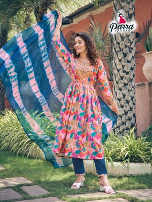 Parra studio by rangin nayra cut vol 1 nyra cut fancy kurti with pant and dupatta  kurtis catalogs