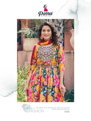 Parra studio by rangin nayra cut vol 1 nyra cut fancy kurti with pant and dupatta  kurtis catalogs