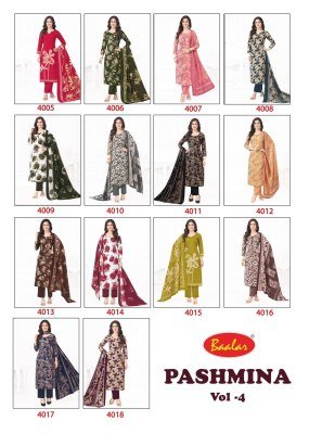 Pashmina vol 4 by Baalar Heavy Lawn Cotton Printed dress material catalogue at affordable rate  salwar kameez catalogs
