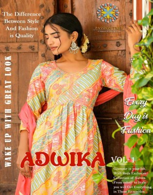 Passion Tree Adwika Vol 1 Aliya Cut Kurti Pant Dupatta set Kurti catalogue wholesaler  Diya Trends