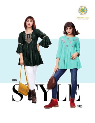 Passion Tree Flair Studio Vol 1 Rayon Tunic short top Kurti catalogue wholesale  kurtis catalogs