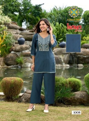 Passion Tree Inaya Vol 1 Straight Top with Palazzo Pant Cord Set  Self Jacquard Viscose Silk Fabric with Fancy Embroidery Wholesale co ord set catalogs