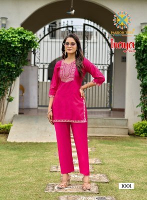 Passion Tree Inaya Vol 1 Straight Top with Palazzo Pant Cord Set  Self Jacquard Viscose Silk Fabric with Fancy Embroidery Wholesale co ord set catalogs