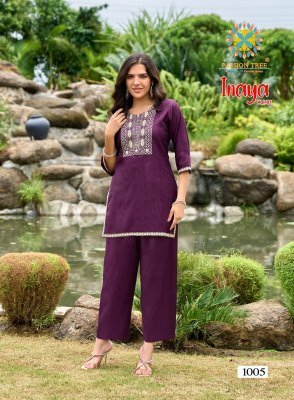 Passion Tree Inaya Vol 1 Straight Top with Palazzo Pant Cord Set  Self Jacquard Viscose Silk Fabric with Fancy Embroidery Wholesale co ord set catalogs