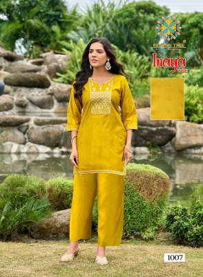 Passion Tree Inaya Vol 1 Straight Top with Palazzo Pant Cord Set  Self Jacquard Viscose Silk Fabric with Fancy Embroidery Wholesale co ord set catalogs