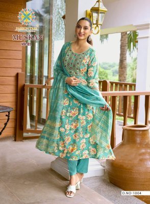 Passion Tree Muskan Vol 1 Heavy Printed Reyon Anarkali Top  Pant And Dupatta with Fancy Embroidery  Work Wholesale fancy Anarkali suit catalogs