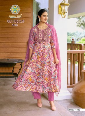 Passion Tree Muskan Vol 1 Heavy Printed Reyon Anarkali Top  Pant And Dupatta with Fancy Embroidery  Work Wholesale fancy Anarkali suit catalogs