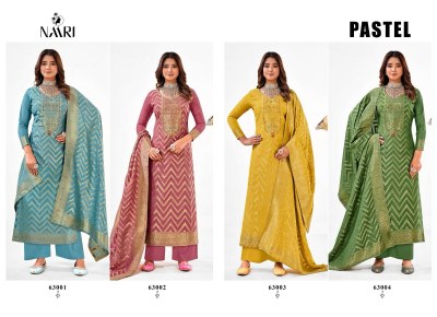 Pastel by Naari pure muslin minakari jacquard unstitched salwar kameez catalogue at wholesale price   salwar kameez catalogs