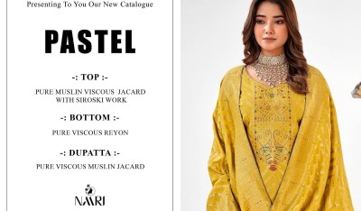 Pastel by Naari pure muslin minakari jacquard unstitched salwar kameez catalogue at wholesale price   salwar kameez catalogs