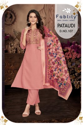 Pataudi by Fablily exclusive pure silk anarkali suit collection at low rate readymade suit catalogs