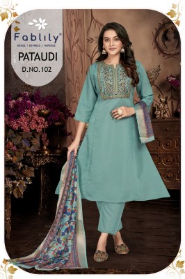 Pataudi by Fablily exclusive pure silk anarkali suit collection at low rate readymade suit catalogs