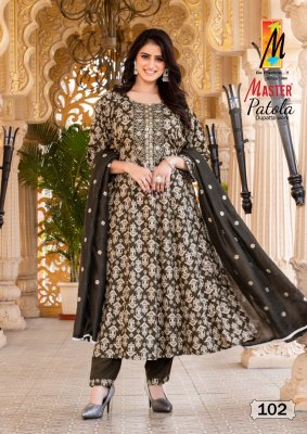 Patola by Master reyon printed flared kurti with pant and dupatta catalogue at affordable rate readymade suit catalogs