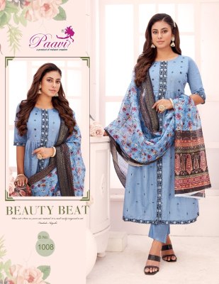 Pavi by Vani heavy roman silk flred front cut kurti pant with dupatta catalogue at low rate readymade suit catalogs