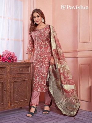 Pavishka fashion lunch premium chanderi modal silk readymade suit catalogue at  affordable rate readymade suit catalogs