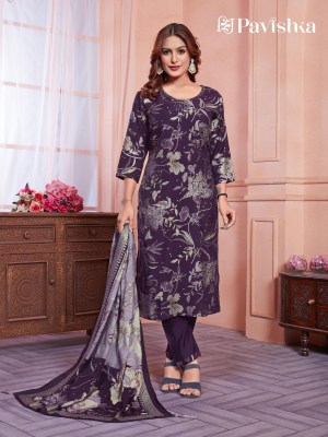 Pavishka fashion lunch premium chanderi modal silk readymade suit catalogue at  affordable rate readymade suit catalogs