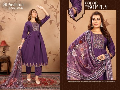 Pavishka fashion present silk fancy anarkali suit with neck embroidered work with pant and dupatta collection readymade suit catalogs