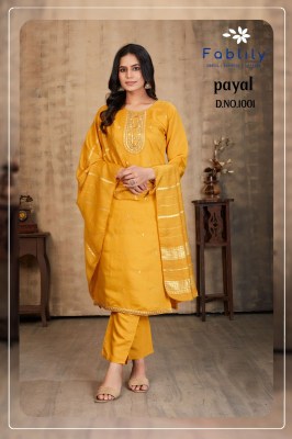 Payal by Fablily Pure Roman Silk Embroidered top bottom with dupatta catalogue at affordable rate readymade suit catalogs