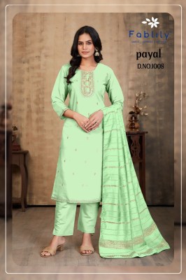 Payal by Fablily Pure Roman Silk Embroidered top bottom with dupatta catalogue at affordable rate readymade suit catalogs
