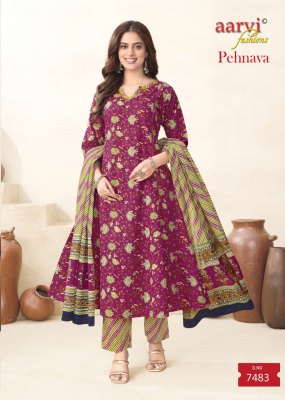Pehnava vol 1 by Aarvi Designer anarkali Pattern cotton readymade suit catalogue at low rate readymade suit catalogs