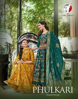 Phulkari by Anju fabric silk jacquard hand work fancy kurti pant and dupatta collection at low rate   fancy Anarkali suit catalogs