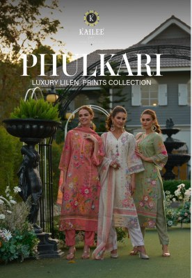 Phulkari by Kailee fashion Pure linen digital printed top bottom and dupatta catalogue with low rate wholesale catalogs