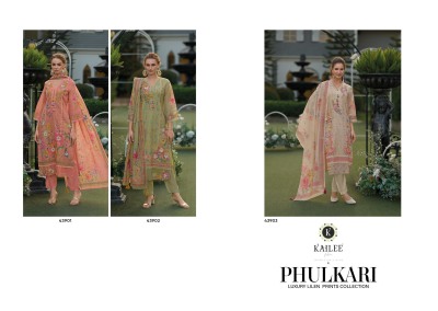 Phulkari by Kailee fashion Pure linen digital printed top bottom and dupatta catalogue with low rate readymade suit catalogs
