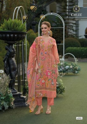 Phulkari by Kailee fashion Pure linen digital printed top bottom and dupatta catalogue with low rate readymade suit catalogs